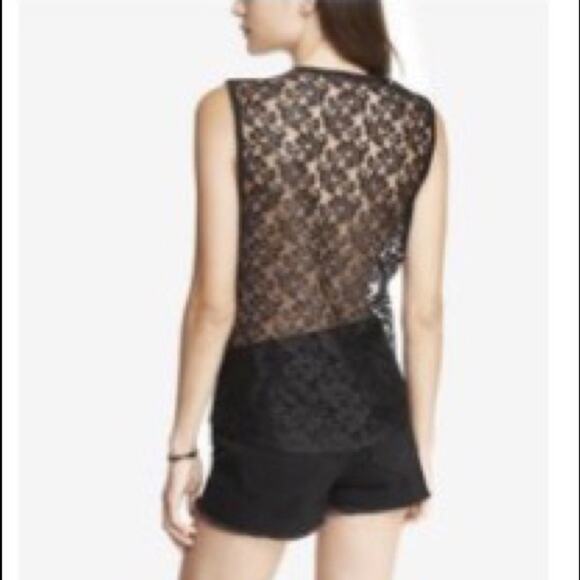 Express Lace Back Sequin Print Tank Size Small - Picture 4 of 5